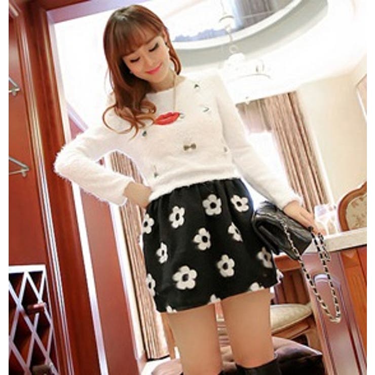 ☆韓国ファッション♪デイジー柄ミニスカート☆[品番：CP000001960  