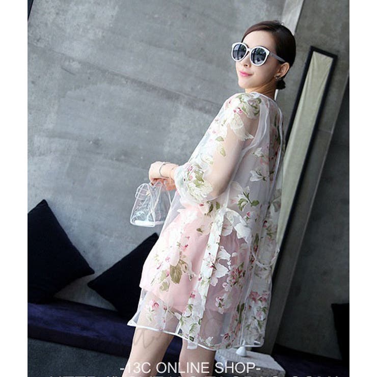 ☆韓国ファッション♪花柄シースルージャケット☆2014春夏新作[品番 