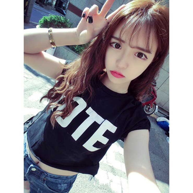 ★韓国ファッション♪プリントショート丈カットソー★2015春夏新作 | DearHeart | 詳細画像2 