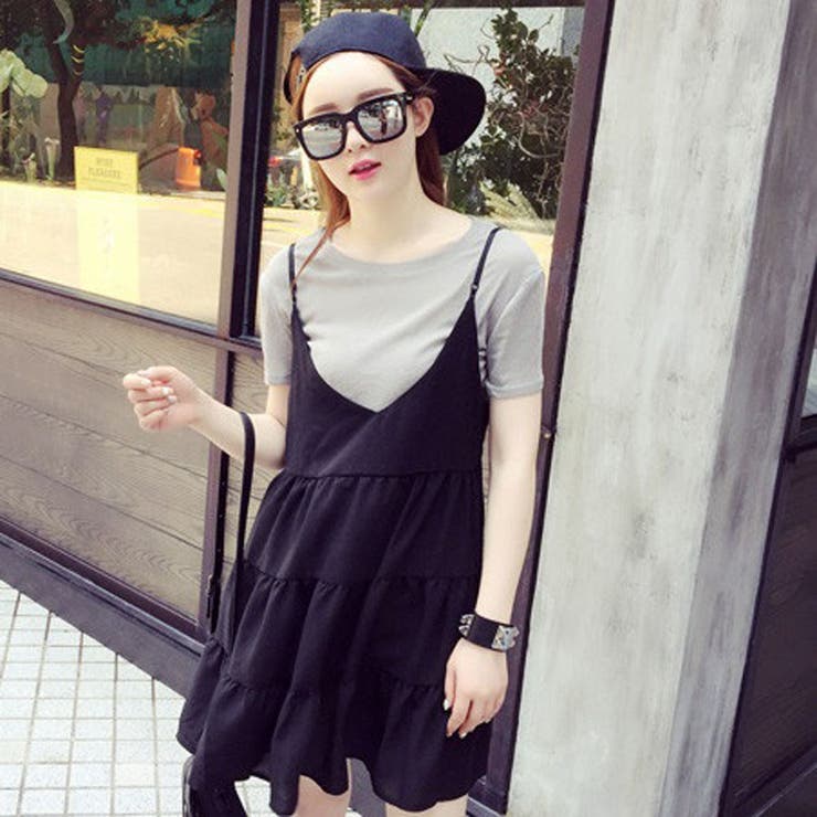 韓国ファッション インナーカットソー付サロペットワンピース 15春夏新作 品番 Cp Dearheart ディアハート の レディースファッション通販 Shoplist ショップリスト