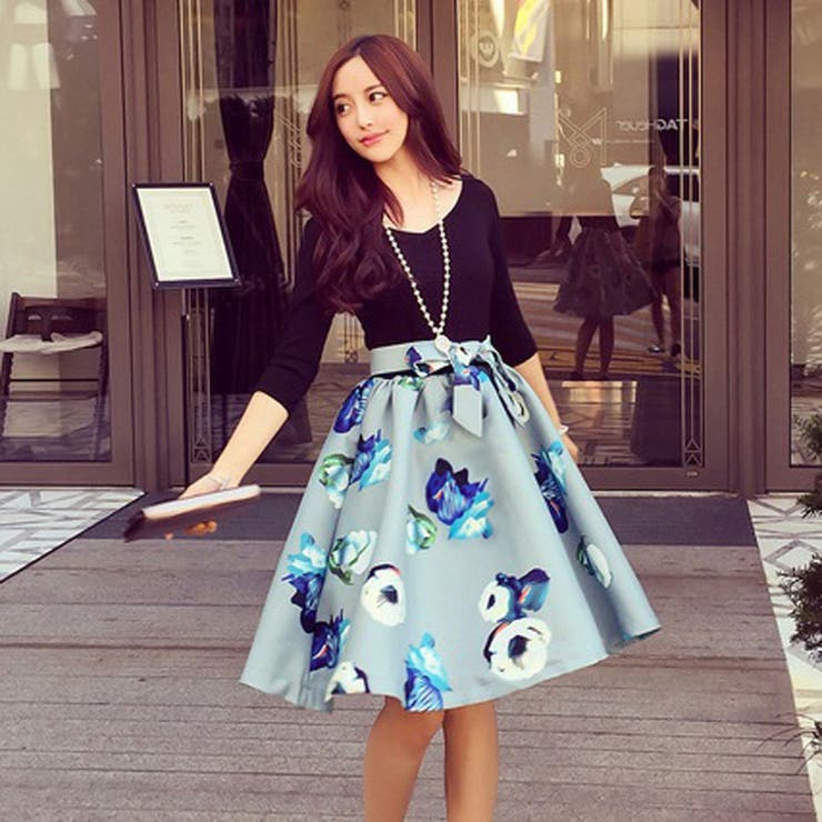 韓国ファッション 花柄切替ワンピース 15秋冬新作 品番 Cp Dearheart ディアハート のレディースファッション 通販 Shoplist ショップリスト