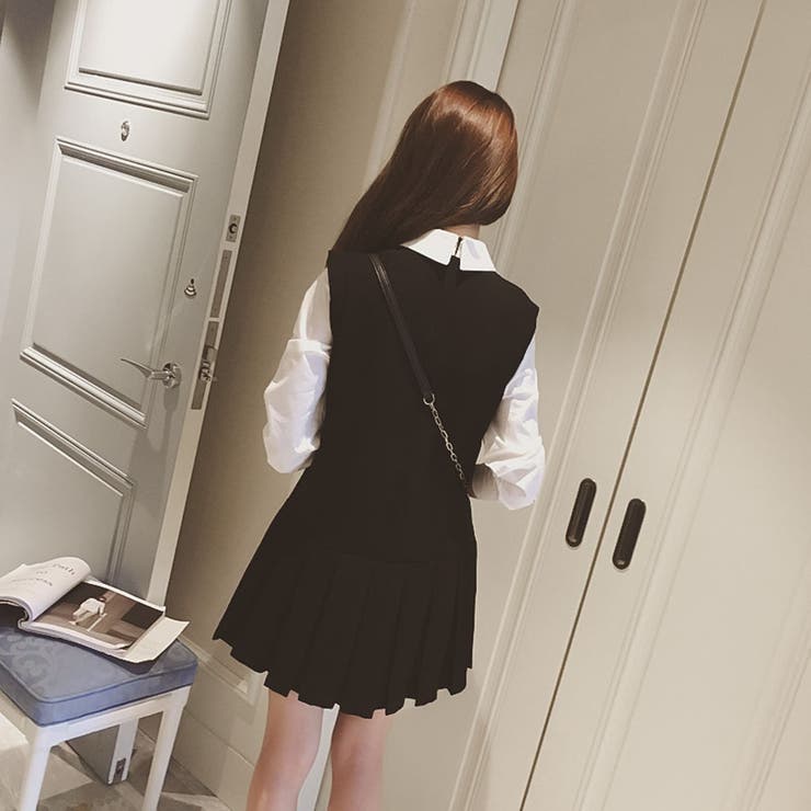 韓国ファッション 襟付フェイクレイヤードワンピース 15秋冬 新作 品番 Cp Dearheart ディアハート のレディースファッション通販 Shoplist ショップリスト