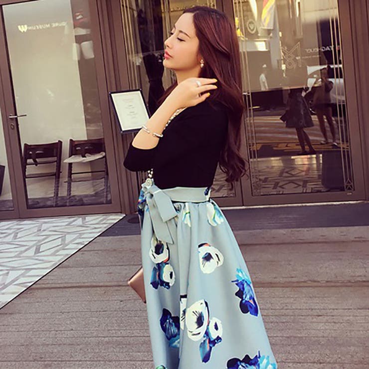 韓国ファッション 花柄切替ワンピース 16秋冬新作 品番 Cp Dearheart ディアハート のレディースファッション 通販 Shoplist ショップリスト