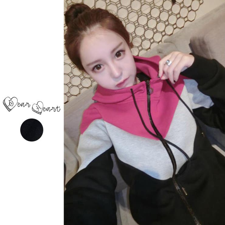 韓国ファッション 切替デザインパーカー 16秋冬新作 品番 Cp Dearheart ディアハート のレディースファッション 通販 Shoplist ショップリスト