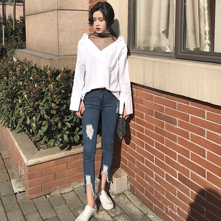 トレンドファッション ダメージ加工9分丈デニムパンツ 17春夏新作 品番 Cp Dearheart ディアハート の レディースファッション通販 Shoplist ショップリスト