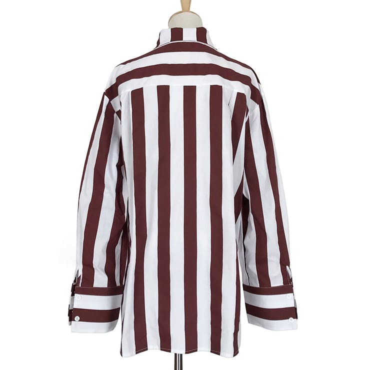 トレンドファッション♪スリット入りストライプ柄シャツ 春夏新作 韓国ファッション | DearHeart | 詳細画像7 