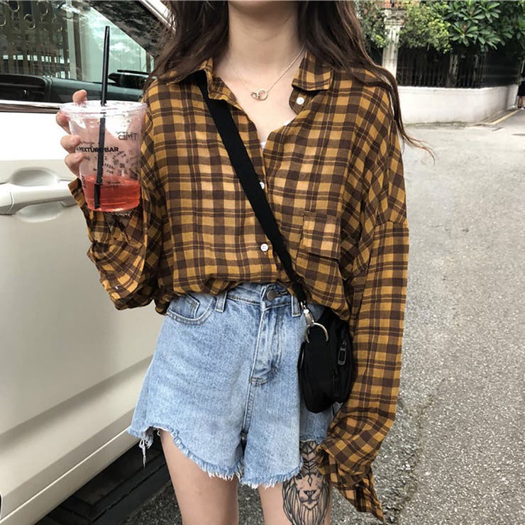☆トレンドファッション♪チェック柄長袖シャツ☆春夏新作 韓国