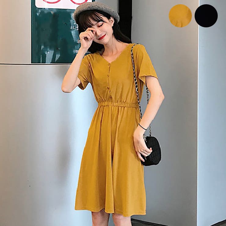 トレンドファッション 釦付ｖネックワンピース 春夏新作 韓国ファッション 品番 Cp Dearheart ディアハート のレディースファッション通販 Shoplist ショップリスト