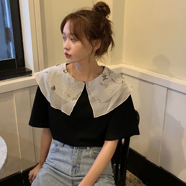 トレンドファッション 刺繍デザイン襟付カットソー 春夏新作 韓国ファッション 品番 Cp Dearheart ディアハート のレディースファッション通販 Shoplist ショップリスト