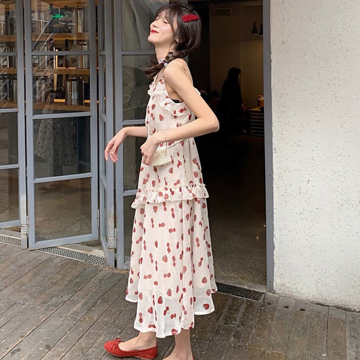 HeartEいちご柄ワンピース DearMyLove - ﻿□DearMyLove□いちご柄ロリータワンピースLL