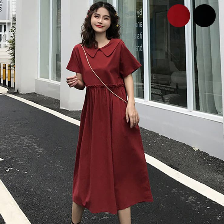 ☆トレンドファッション♪襟付長袖ワンピース☆春夏新作 韓国