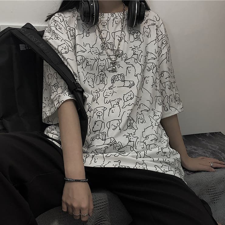 トレンドファッション ユニーク総柄犬柄半袖tシャツカットソー 春夏新作 品番 Cp Dearheart ディアハート のレディースファッション通販 Shoplist ショップリスト