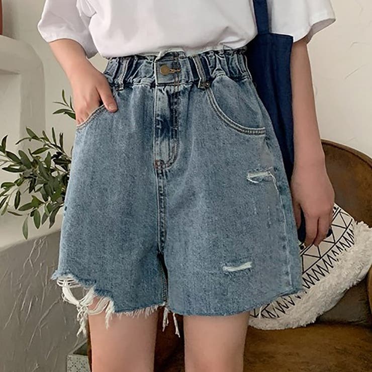 d.i.a. ダメージ加工 デニムショートパンツ