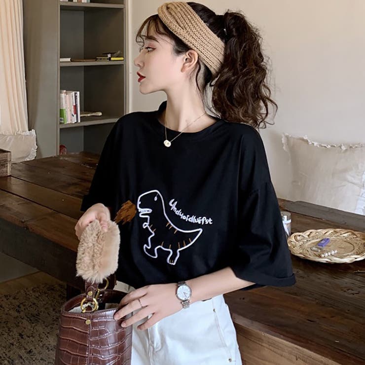 恐竜刺繍デザインカットソー 春夏新作 韓国ファッション 品番 Cp Dearheart ディアハート のレディースファッション 通販 Shoplist ショップリスト