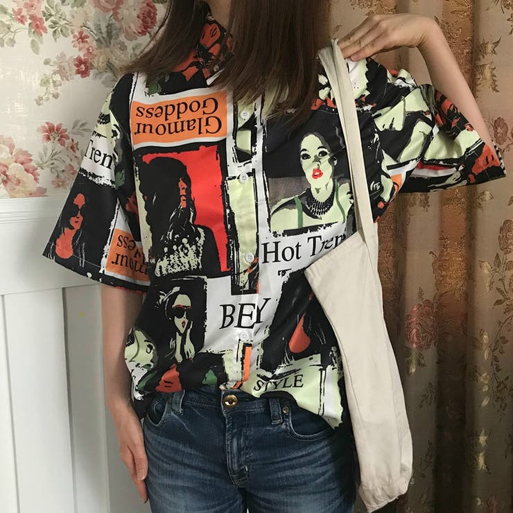 個性的ユニーク総柄襟付半袖シャツ 春夏新作 韓国ファッション 品番 Cp Dearheart ディアハート のレディースファッション 通販 Shoplist ショップリスト