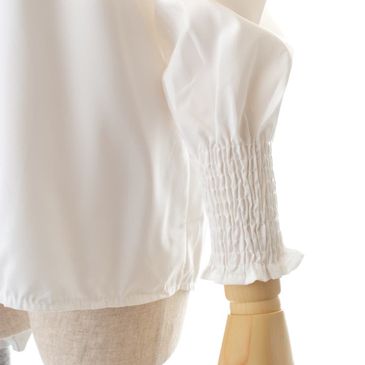 花柄刺繍デザインフリル袖襟付長袖シャツ 秋冬 韓国ファッション[品番