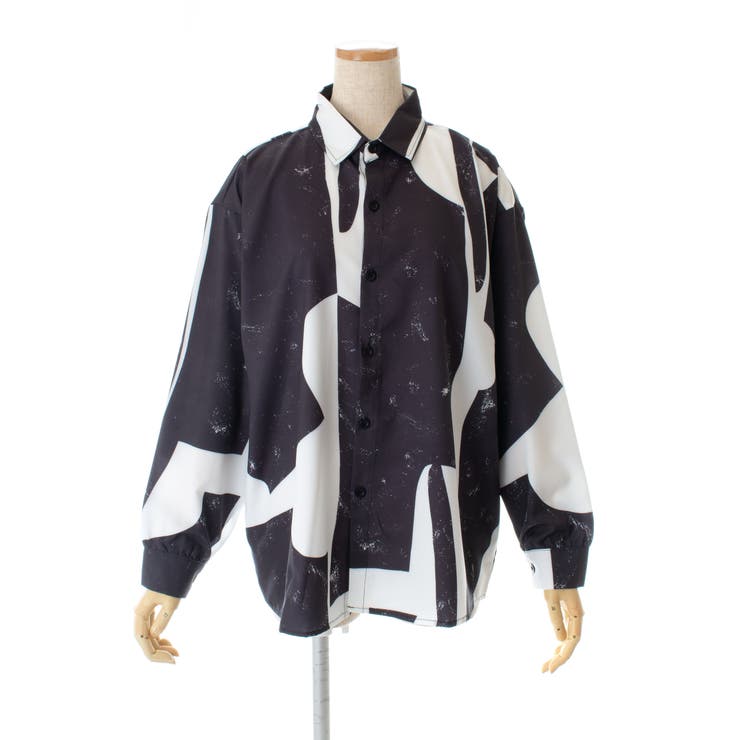 配色総柄襟付長袖シャツ 秋冬 韓国ファッション | DearHeart | 詳細画像7 