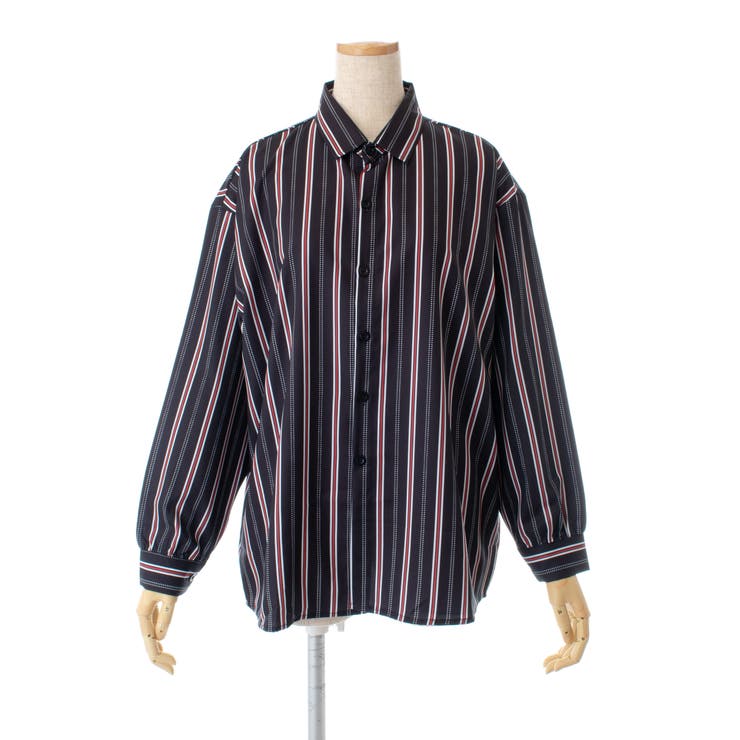 ストライプ柄襟付長袖シャツ 秋冬新作 韓国ファッション[品番