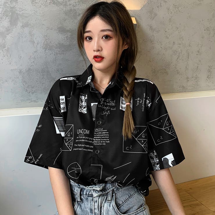英字柄総柄襟付半袖シャツ 春夏 韓国ファッション 品番 Cp Dearheart ディアハート のレディースファッション 通販 Shoplist ショップリスト