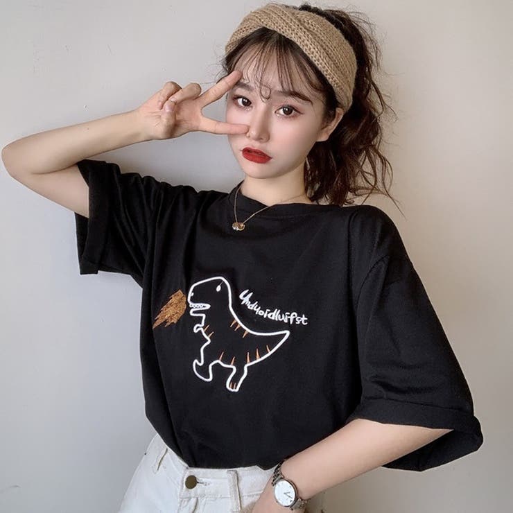 恐竜刺繍デザインカットソー 春夏新作 韓国ファッション 品番 Cp Dearheart ディアハート のレディースファッション 通販 Shoplist ショップリスト