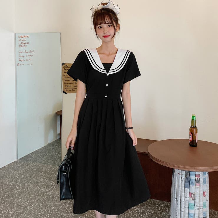 セーラーデザイン半袖ワンピース 春夏新作 韓国ファッション 品番 Cp Dearheart ディアハート のレディースファッション通販 Shoplist ショップリスト