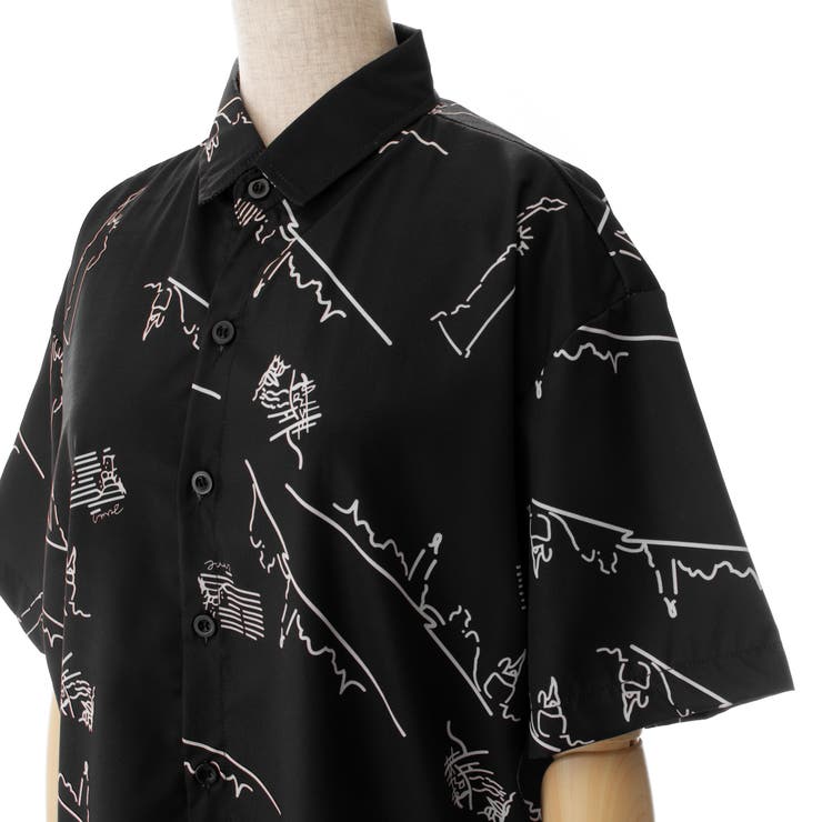 【希少レア】BY GLADHAND 総柄 半袖 シャツ 黒 希少レア】BY GLADHAND 総柄 半袖 シャツ 黒