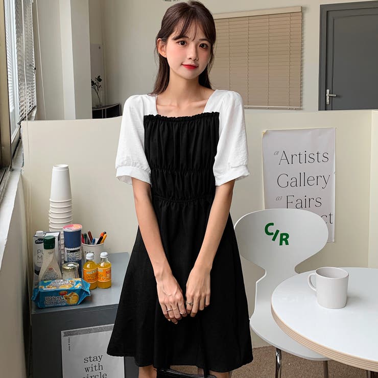 切替デザイン半袖ワンピース 春夏新作 韓国 ファッション 品番 Cp Dearheart ディアハート のレディースファッション通販 Shoplist ショップリスト