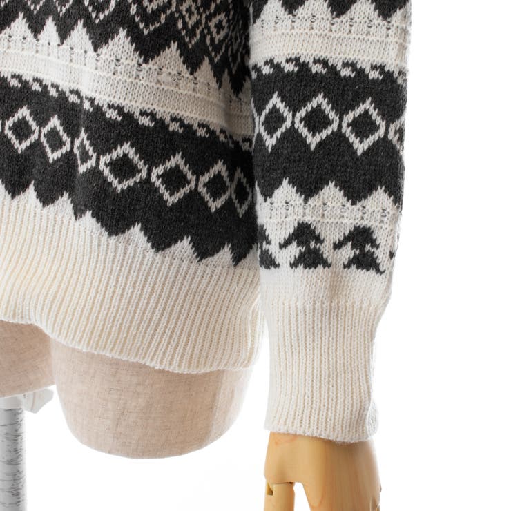 ノルディック柄長袖ニットセーター 秋冬新作 韓国ファッション[品番