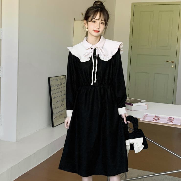 LSDZW] 上品ワンピース レディース 長袖 立て襟 オールインワン