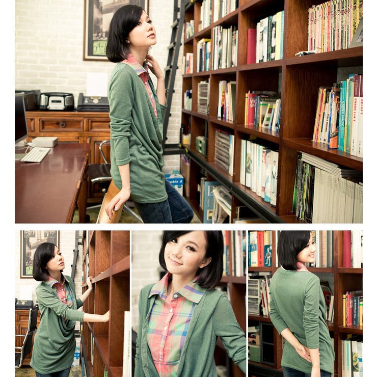 女性らしさ溢れる チェック 柄インナー一体型ドレープ入りカットソー緑 品番 Cp Dearheart ディアハート のレディースファッション通販 Shoplist ショップリスト