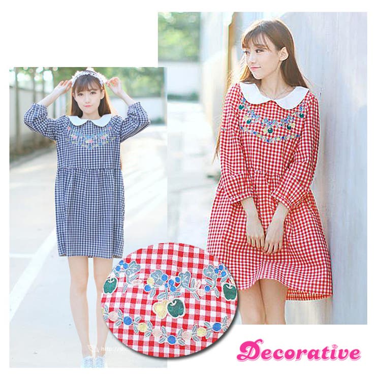 フルーツ刺繍の入った丸衿ギンガムチェック長袖ワンピース 原宿系 ファッション 品番 Dctw Decorative デコラティブ のレディースファッション通販 Shoplist ショップリスト フルーツ刺繍の入った丸衿ギンガムチェック長袖ワンピース 原宿系 ファッション 品番 Dctw Decorative デコラティブ のレディースファッション通販 Shoplist ショップリスト