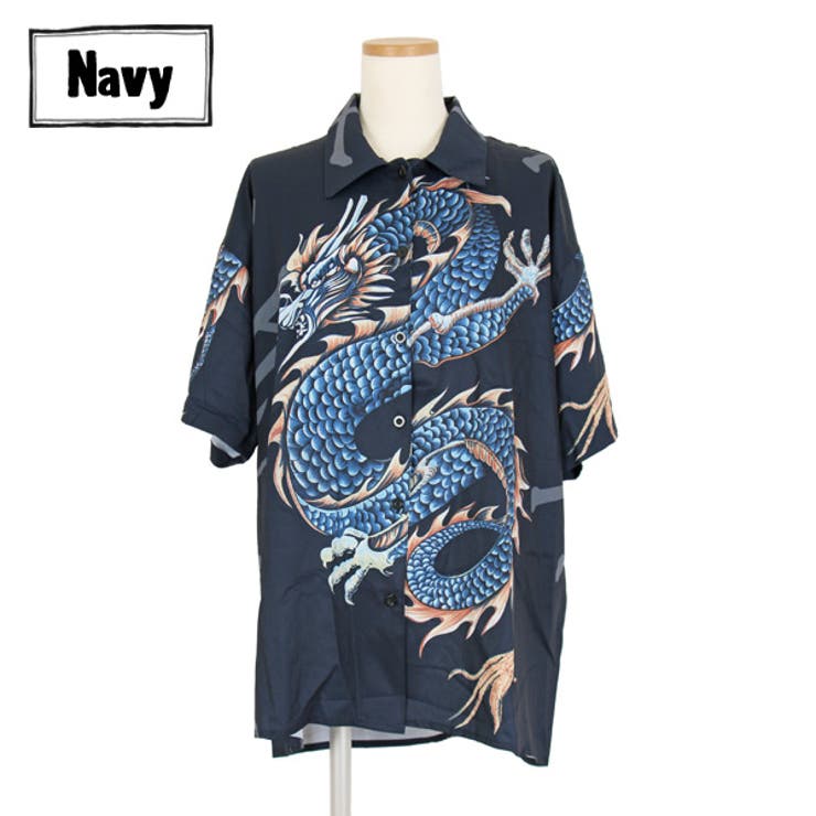 柄シャツ ドラゴン柄 昇り龍[品番：DCTW0002318]｜Decorative 