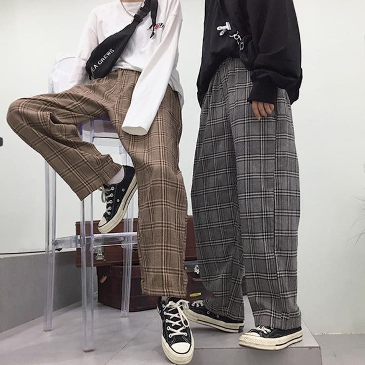 ワイドパンツ チェック柄 ストレート[品番：DCTW0002707