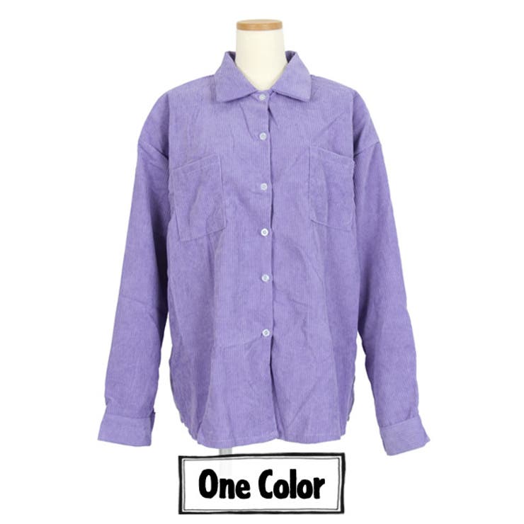 コーデュロイシャツ パープル ビッグシルエット[品番：DCTW0003004
