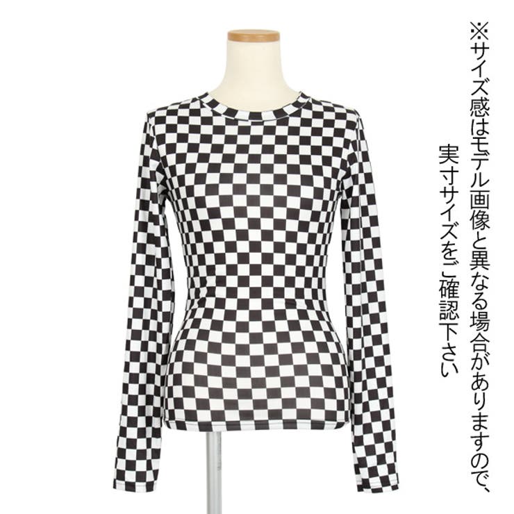 ブロックチェック柄 トップス モノトーン配色[品番：DCTW0003010