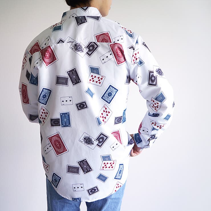 柄シャツ トランプ柄 サテン素材[品番：DCTW0003058]｜Decorative