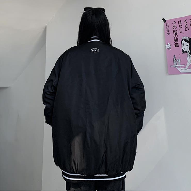 Y-3 スタジャン 黒刺繍ロゴ　ラララ スタジャン ロゴ刺繍 ビッグシルエット[品番：DCTW0003404