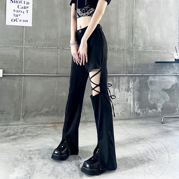 デニムパンツ フレアパンツ フロントスリット[品番：DCTW0003443