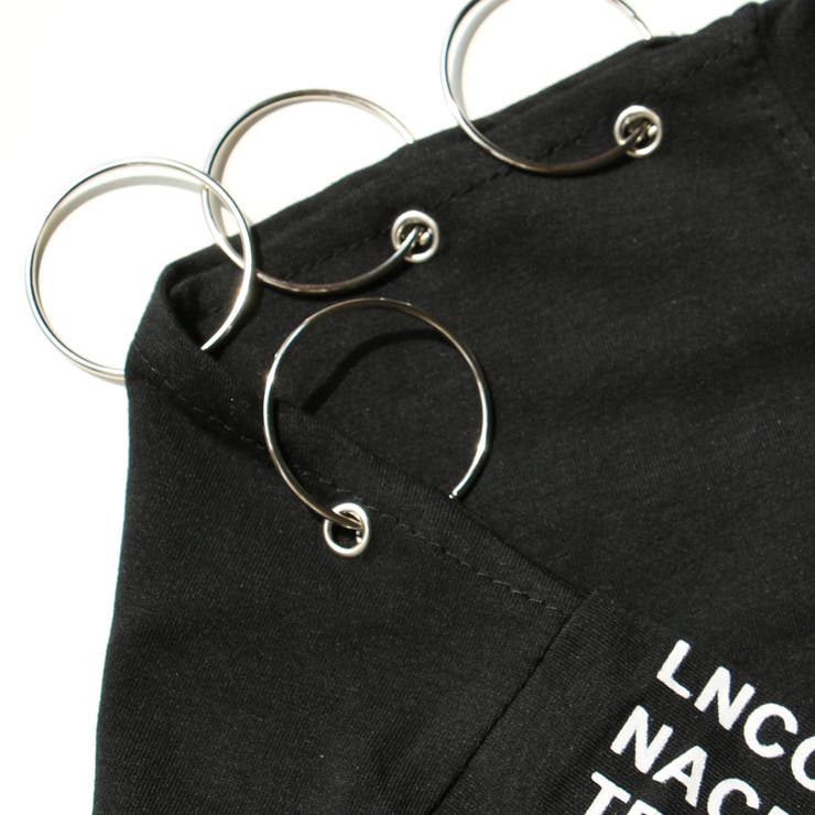 ショルダーリングとロゴプリントがストリート感のあるオーバーシルエット七分袖Tシャ… | Decorative  | 詳細画像6 