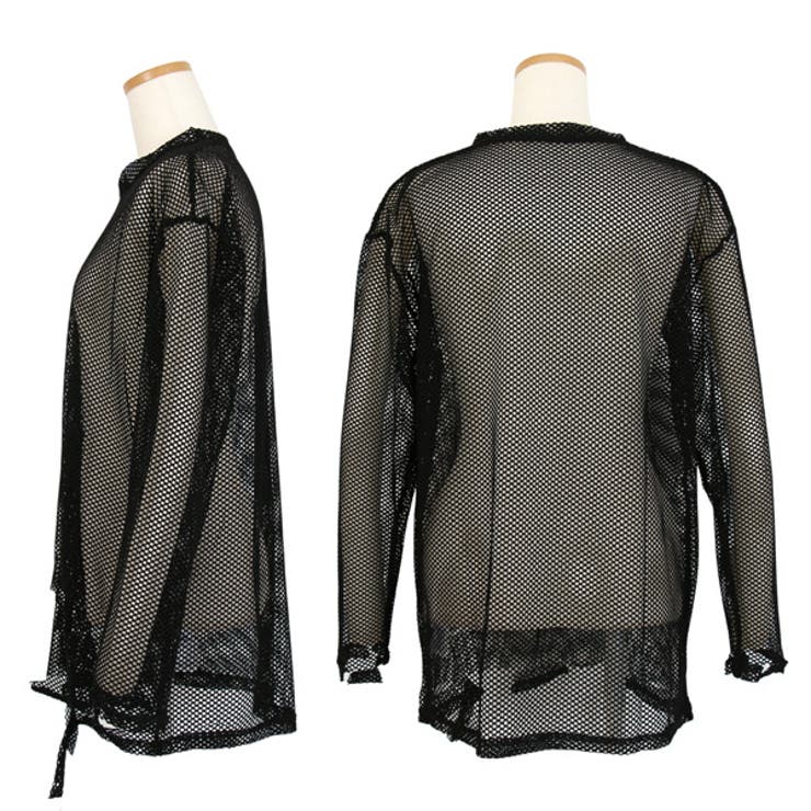 メッシュトップス ダメージ加工 長袖[品番：DCTW0003534