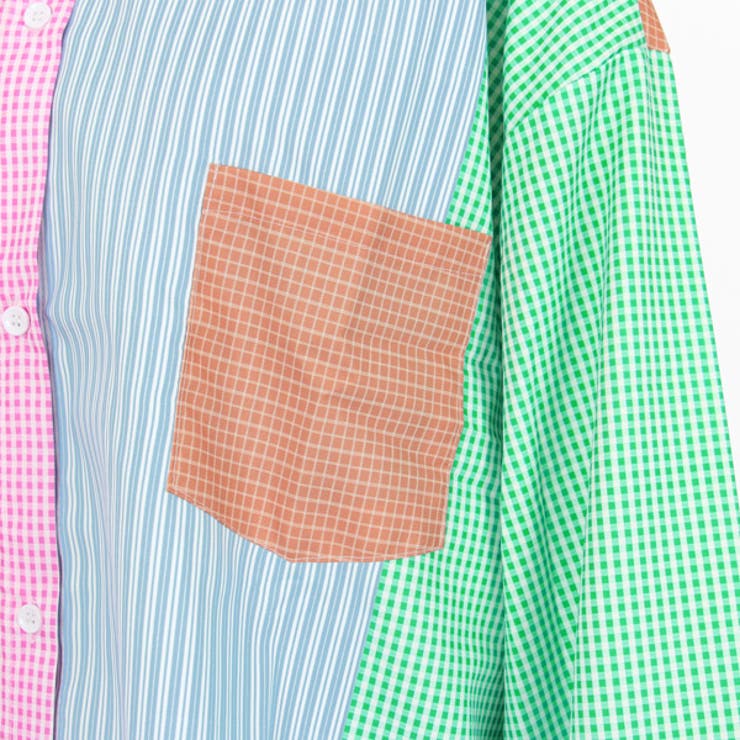 柄シャツ パッチワークシャツ 長袖[品番：DCTW0003499]｜Decorative
