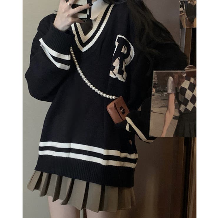 GUCCI デコラティブネックレス風ニットセーター★MS12 ニット Vネック セーター[品番：DCTW0003813]｜Decorative