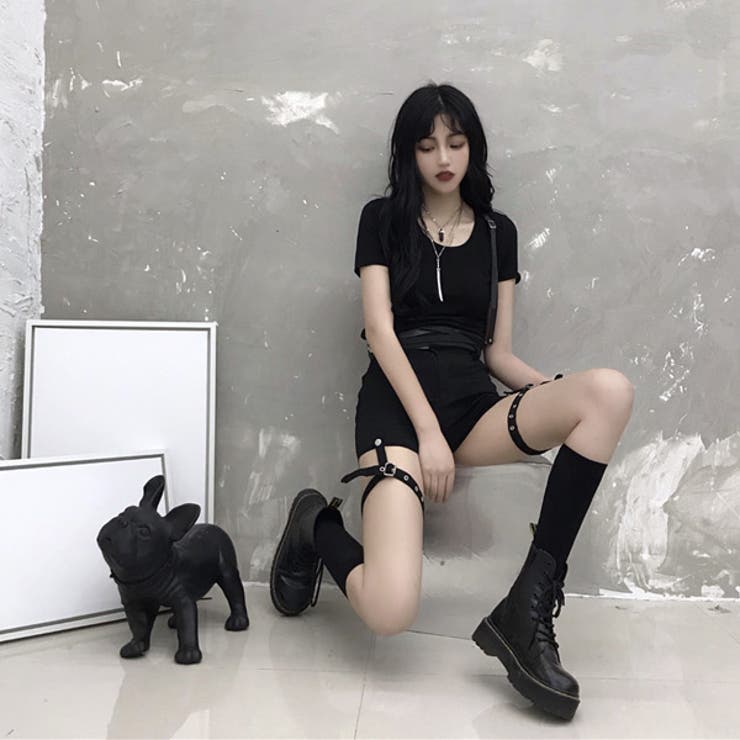 ショートパンツ ガーターベルト付き ストレッチ[品番：DCTW0004074