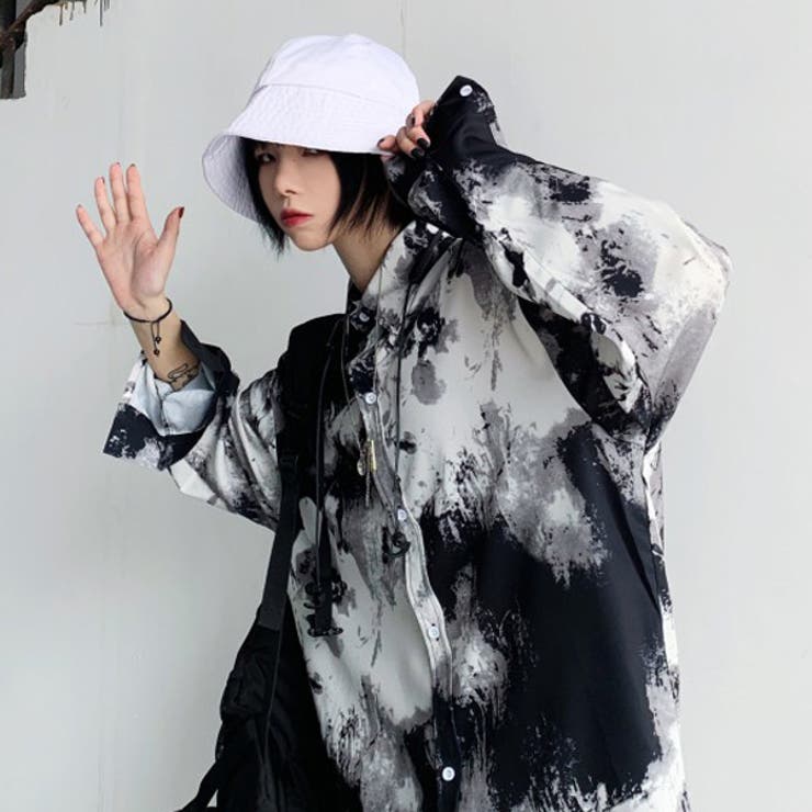 Resurrection タイダイ柄モックネックシャツ Sサイズ 柄シャツ タイダイ柄 長袖シャツ[品番：DCTW0004192]｜Decorative