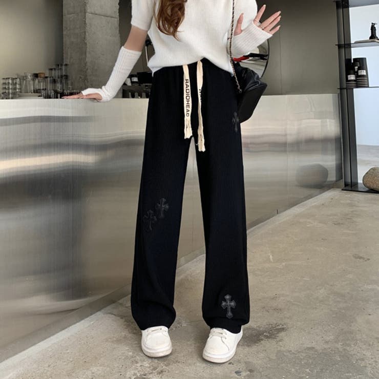 ワイドパンツ クロスモチーフ ロゴ紐[品番：DCTW0003918]｜Decorative