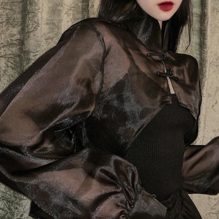 シアー チャイナシャツ ショート丈[品番：DCTW0003972]｜Decorative