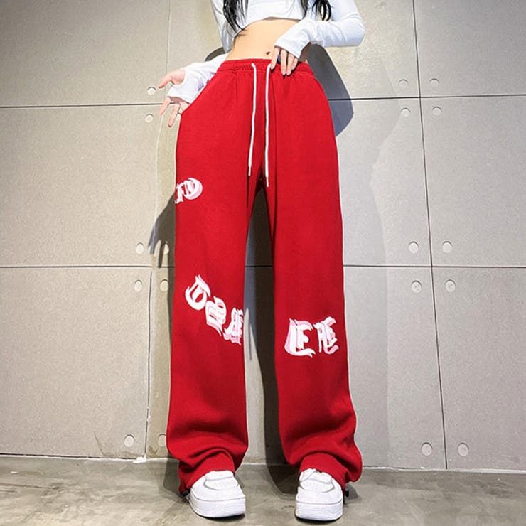 ワイドパンツ ロゴプリント レッド[品番：DCTW0004031]｜Decorative （デコラティブ）のレディースファッション 通販｜SHOPLIST（ショップリスト）