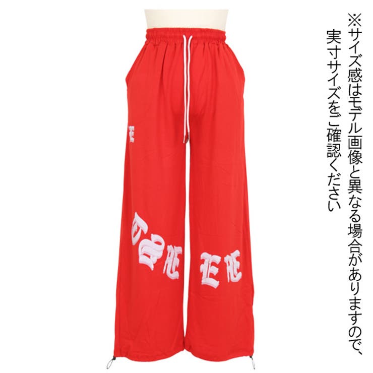 ワイドパンツ ロゴプリント レッド[品番：DCTW0004031]｜Decorative 