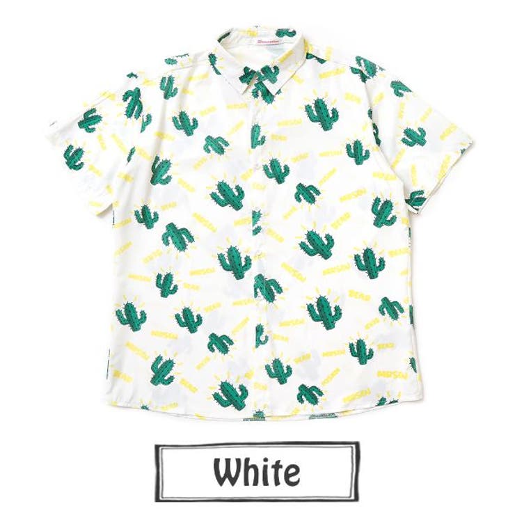 柄シャツ サボテン柄 ビッグシルエット[品番：DCTW0003146