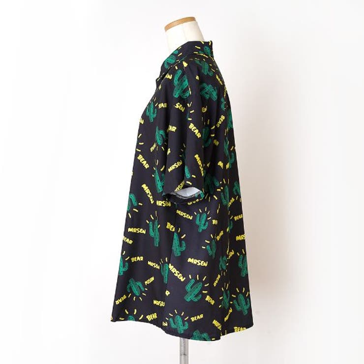 柄シャツ サボテン柄 ビッグシルエット[品番：DCTW0003146